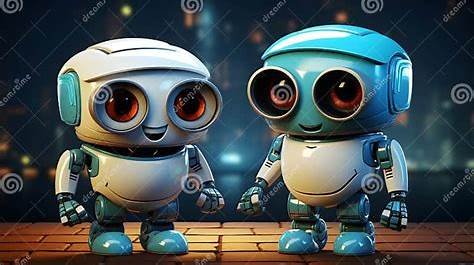 Deux petits robots mignon qui parle